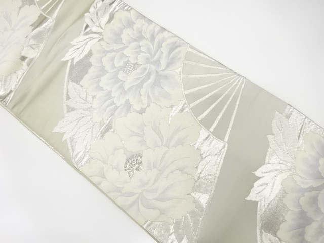 JAPANESE KIMONO / ANTIQUE FUKURO OBI / SILK / WOVEN PEONY